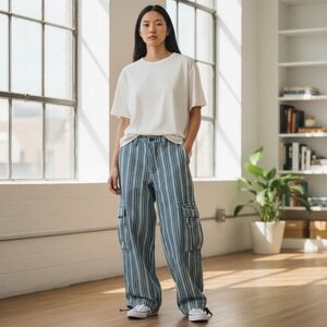 Blue Willis Striped Cargo Pants Size‎ 34 Relaxed Fit Casual Utility